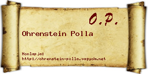 Ohrenstein Polla névjegykártya